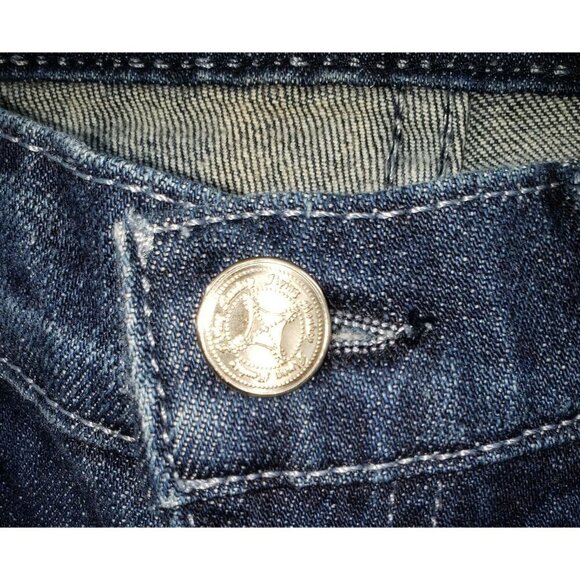 FLYING MONKEY Capri Jeans Juniors Womens Sz 7 Dark Wash Blue Stretch Mid Rise - Picture 7 of 9